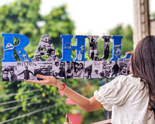 Load image into Gallery viewer, Customized name wall hanging with photos and embellishments- perfect gift for your loved ones | Please add details about embellishments in notes or contact us directly