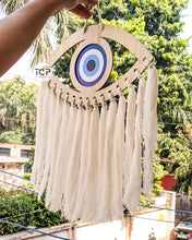Load image into Gallery viewer, Traditional and auspicious evil eye macrame wall hanging | Diwali collection