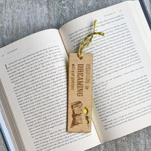 Load image into Gallery viewer, Books and dreams premium wooden engraved bookmark, Reader's collection