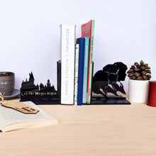 Load image into Gallery viewer, Harry Potter inspired Hogwarts and the Golden Trio laser cut bookends set | Book holder, Fantasy collection