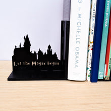Load image into Gallery viewer, Harry Potter inspired Hogwarts and the Golden Trio laser cut bookends set | Book holder, Fantasy collection