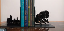 Load image into Gallery viewer, Harry Potter inspired Hogwarts and the Golden Trio laser cut bookends set | Book holder, Fantasy collection