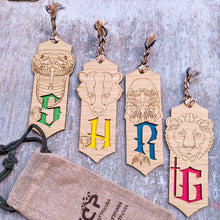 Load image into Gallery viewer, Harry Potter themed premium wooden engraved bookmarks set of 4, Fantasy collection