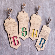 Load image into Gallery viewer, Harry Potter themed premium wooden engraved bookmarks set of 4, Fantasy collection