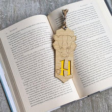 Load image into Gallery viewer, Harry Potter inspired Hogwarts house Hufflepuff premium wooden engraved bookmark, Fantasy collection