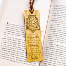 Load image into Gallery viewer, Harry Potter inspired Hogwarts house Gryffindor logo premium wooden engraved bookmark, Fantasy collection