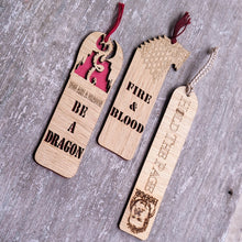 Load image into Gallery viewer, Game of Thrones themed premium wooden engraved bookmarks set of 3, Fantasy collection