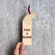 Load image into Gallery viewer, Game of Thrones theme Fire & Blood premium wooden engraved bookmark, Fantasy collection