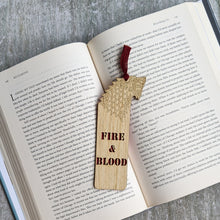 Load image into Gallery viewer, Game of Thrones theme Fire & Blood premium wooden engraved bookmark, Fantasy collection