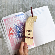 Load image into Gallery viewer, Game of Thrones theme Fire & Blood premium wooden engraved bookmark, Fantasy collection