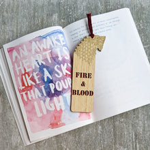 Load image into Gallery viewer, Game of Thrones theme Fire & Blood premium wooden engraved bookmark, Fantasy collection