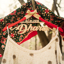 Load image into Gallery viewer, Personalized and customized hanger for wedding photoshoot with outfits for couple