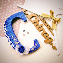 Load image into Gallery viewer, Set of a personalized hanger and monogrammed wooden initial for both pre-wedding and wedding outfit photoshoot