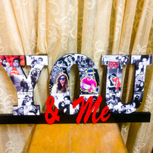 Load image into Gallery viewer, Decorative wooden 'You & me' wall hanging for couples with photos