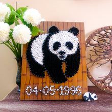 Load image into Gallery viewer, Panda themed string art on wooden panel