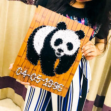 Load image into Gallery viewer, Panda themed string art on wooden panel