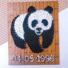 Load image into Gallery viewer, Panda themed string art on wooden panel