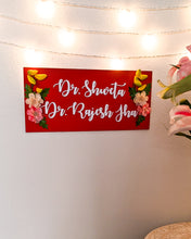 Load image into Gallery viewer, Couple and family wooden name plate with flowers