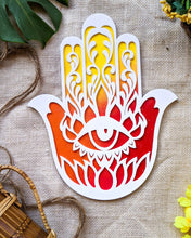 Load image into Gallery viewer, Hamsa hand wall hanging | Diwali collection - Traditional and auspicious  | Red+yellow