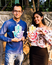 Load image into Gallery viewer, Hamsa hand wall hanging | Diwali collection - Traditional and auspicious  | Red+yellow