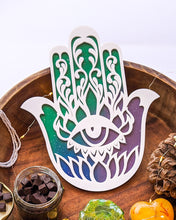 Load image into Gallery viewer, Hamsa hand wall hanging | Diwali collection - Traditional and auspicious  | Green+blue
