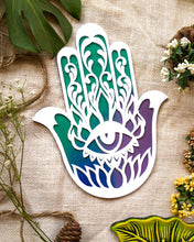 Load image into Gallery viewer, Hamsa hand wall hanging | Diwali collection - Traditional and auspicious  | Green+blue