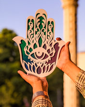 Load image into Gallery viewer, Hamsa hand wall hanging | Diwali collection - Traditional and auspicious  | Green+blue