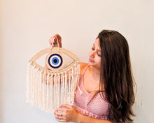 Load image into Gallery viewer, Traditional and auspicious evil eye macrame wall hanging | Diwali collection
