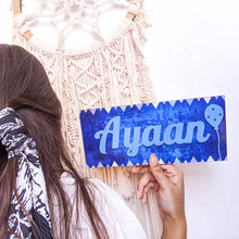 Load image into Gallery viewer, Customized kids designer handpainted wooden name plate