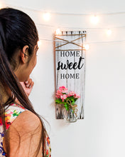 Load image into Gallery viewer, 'Home sweet home' wooden wall décor with mason jar