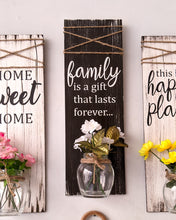 Load image into Gallery viewer, 'Family is a gift' wooden wall décor with mason jar