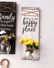 Load image into Gallery viewer, 'Happy place' wooden wall décor with mason jar