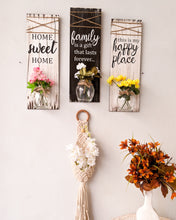 Load image into Gallery viewer, 'Home and family' wooden wall décor set with mason jars | Set of three