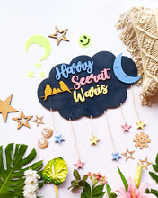 Load image into Gallery viewer, Cloud, moon and stars wooden wall hanging | Kids décor- Blue