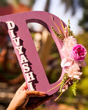 Load image into Gallery viewer, Wooden designer monogrammed initials decorated with embellishments | Lavender
