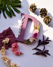 Load image into Gallery viewer, Wooden designer monogrammed initials decorated with flowers | Lavender