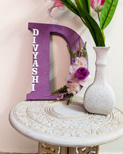 Load image into Gallery viewer, Wooden designer monogrammed initials decorated with embellishments | Lavender