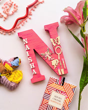 Load image into Gallery viewer, Wooden designer monogrammed initials decorated with embellishments | Pink