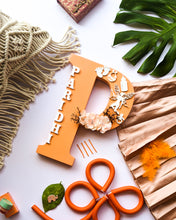 Load image into Gallery viewer, Wooden designer monogrammed initials decorated with embellishments | Peach