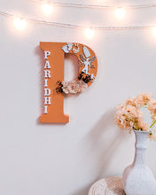 Load image into Gallery viewer, Wooden designer monogrammed initials decorated with embellishments | Peach