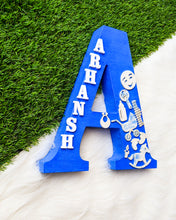 Load image into Gallery viewer, Wooden designer monogrammed initials decorated with embellishments | Blue