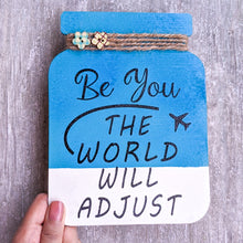 Load image into Gallery viewer, Wooden mason jar with quote wall décor, turquoise