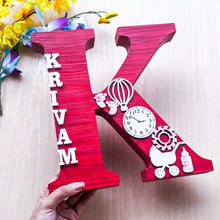 Load image into Gallery viewer, Wooden designer monogrammed initials decorated with embellishments | Red