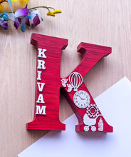 Load image into Gallery viewer, Wooden designer monogrammed initials decorated with embellishments | Red