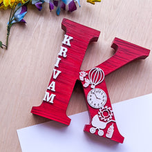 Load image into Gallery viewer, Wooden designer monogrammed initials decorated with embellishments | Red