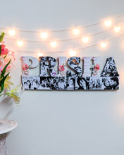 Load image into Gallery viewer, Customized name wall hanging with photos and flowers- perfect gift for your loved ones