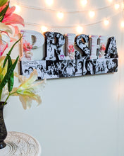 Load image into Gallery viewer, Customized name wall hanging with photos and flowers- perfect gift for your loved ones