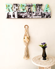 Load image into Gallery viewer, Customized name wall hanging with photos and flowers- perfect gift for your loved ones