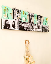 Load image into Gallery viewer, Customized name wall hanging with photos and flowers- perfect gift for your loved ones