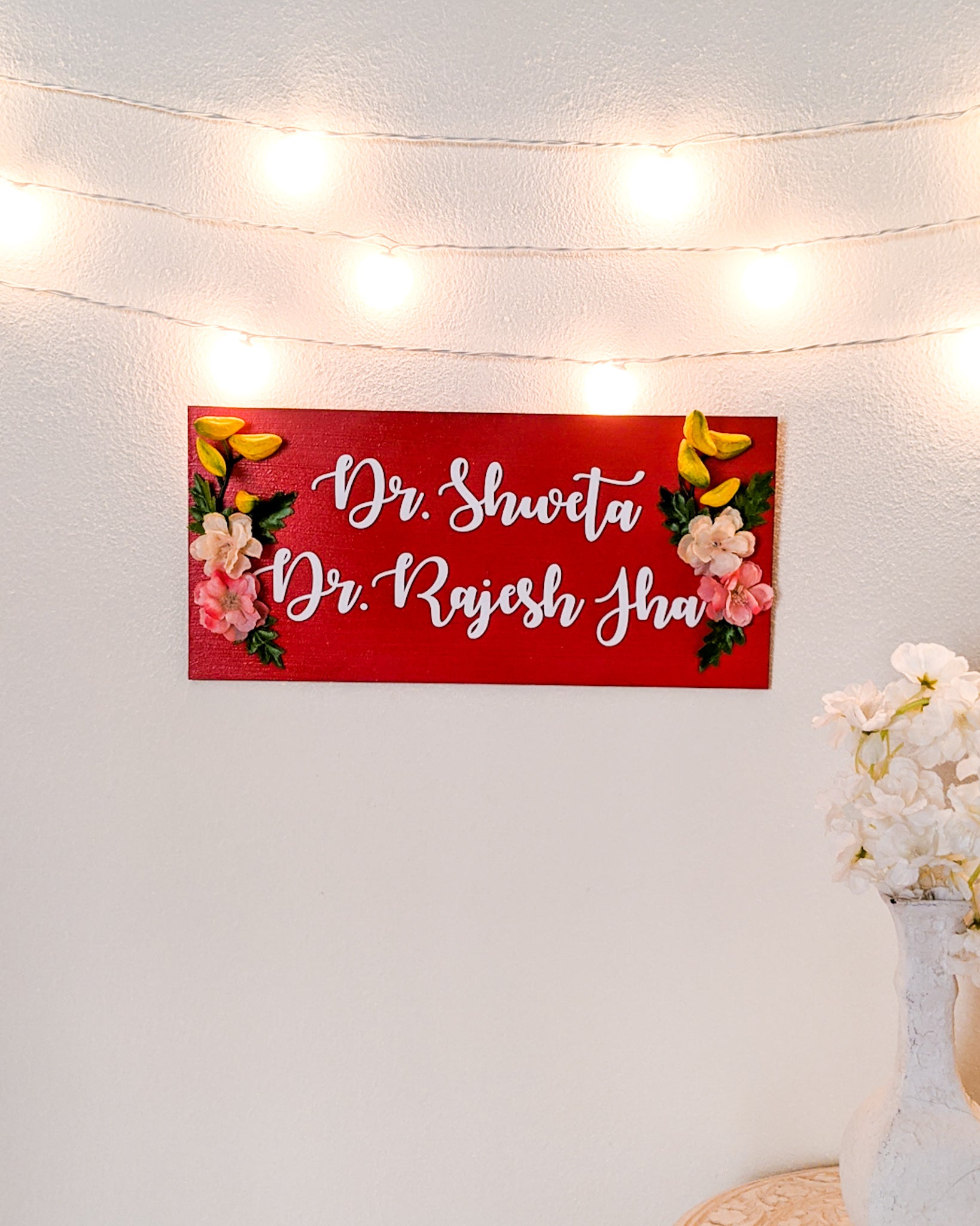 Buy Printed Multicolour Spring Floral Wooden Rectangle Nameplate